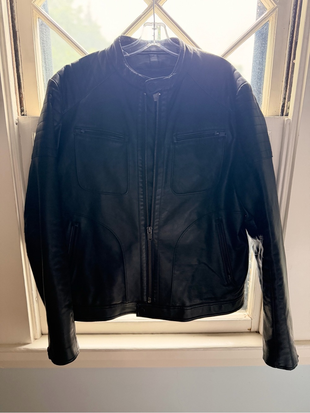 Mango Black Bomber-Style Leather Jacket